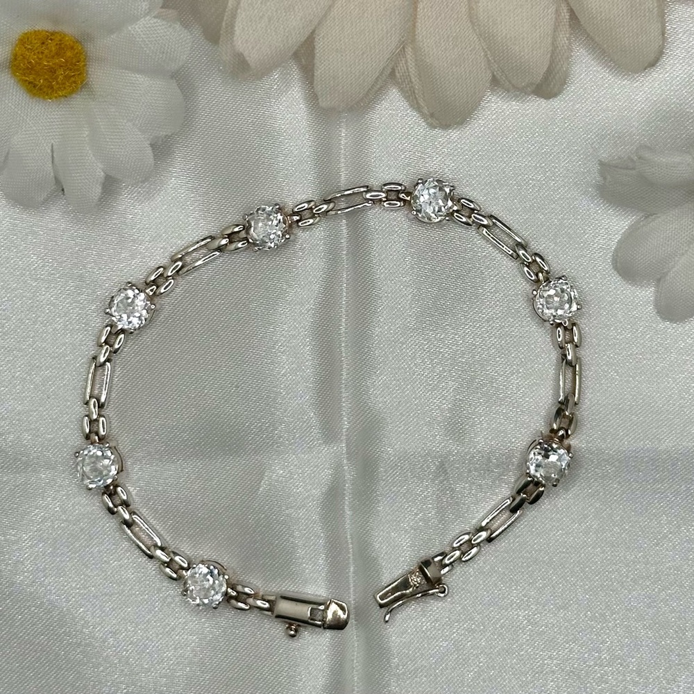 Vintage Ross-Simons Cubic Zirconia Tennis Bracelet - Sterling Silver, 7.5”